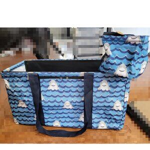 Thirty-One Large Utility Tote with Rigid Insert – Blue Shark